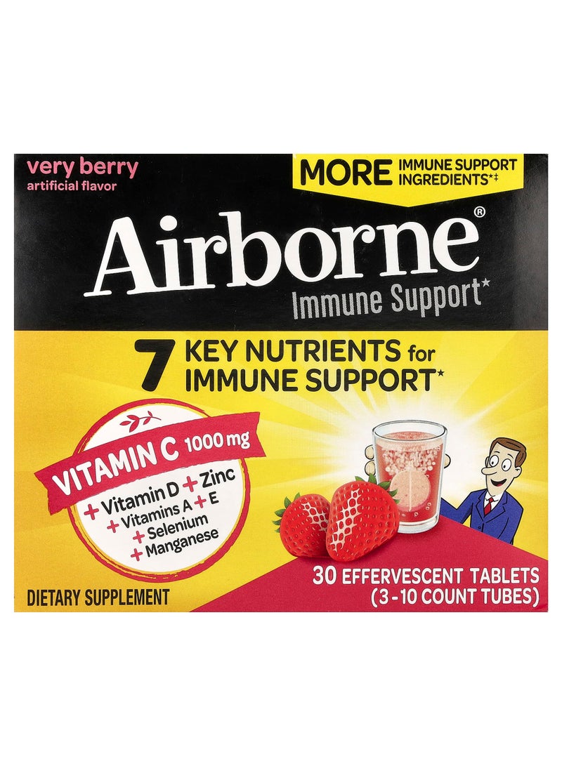 Immune Support Supplement, Very Berry, 3 Tubes, 10 Effervescent Tablets Each